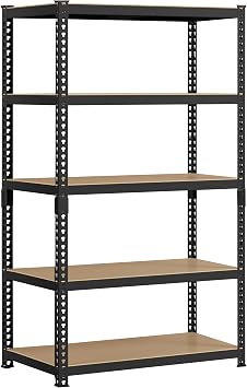 Yaheetech Storage Shelves, 5 Tier Heavy Duty Adjustable Metal Shelving Unit, Industrial Utility Rack for Garage Warehouse Pantry Closet (35.5 W x 17.5 D x 72 H Inches, Black)