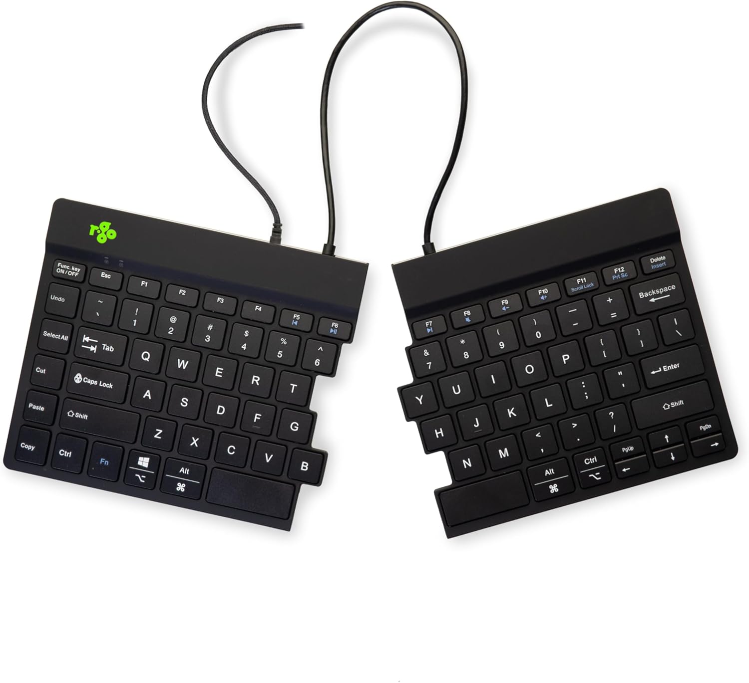 R-Go Split Ergonomic Keyboard, QWERTY USA, Black, Wired
