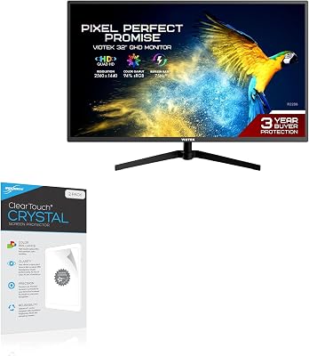 BoxWave Screen Protector Compatible with Viotek FI32DB IPS QHD Monitor 75Hz 32 in - ClearTouch Crystal 2-Pack, HD Film Skin - Shields from Scratches