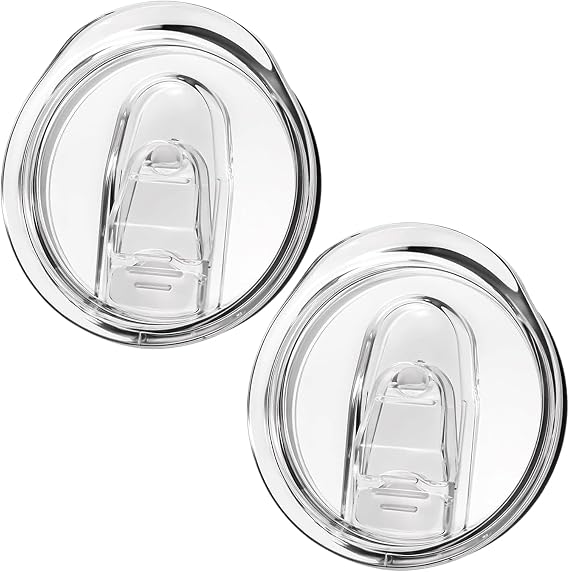 2PCS 20oz Replacement Lids for Skinny Tumblers, Clear Spill Proof Sliding Lids, Splash Resistant Durable Covers for 20 Ounce Cooler Cups and Travel Mugs