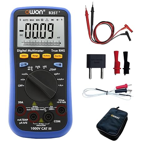 OWON B35T+ Bluetooth Digital Multimeter 6000 Count Auto Ranging Digital True RMS Smart Multimeter with Bluetooth 4.0 (Android and iOS) and Offline Data Recording Function