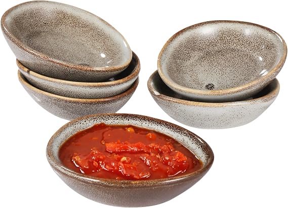 6 Pcs Ceramic Sauce Dishes, Vintage Small Bowls for Dips, Appetizers, and Snacks, Microwave & Oven Safe, Ideal for Buffet & Condiments