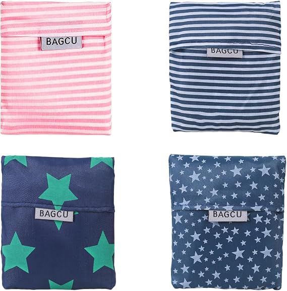 4 Pack Foldable Shopping Bags, Reusable Portable Tote Bags