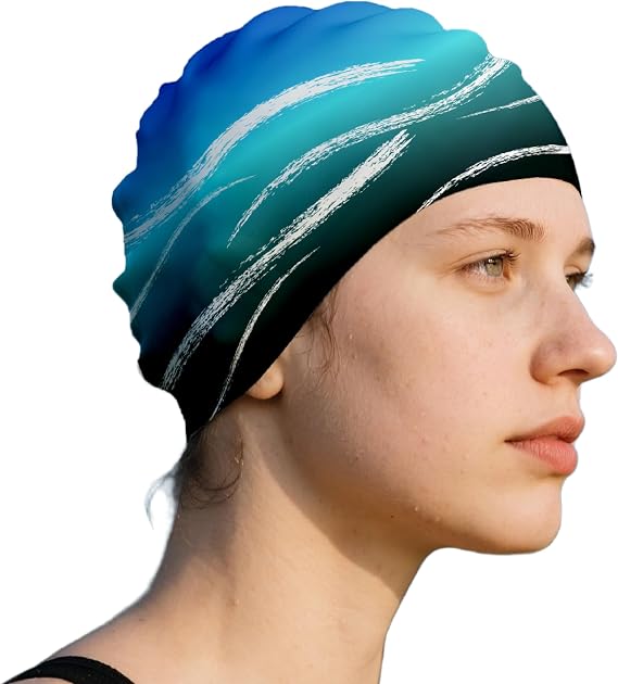 Swim Cap for Long Hair, Durable Silicone Swimming Caps for Women Adults Youths, Non-Slip Waterproof Swim Cap to Keep Hair Dry