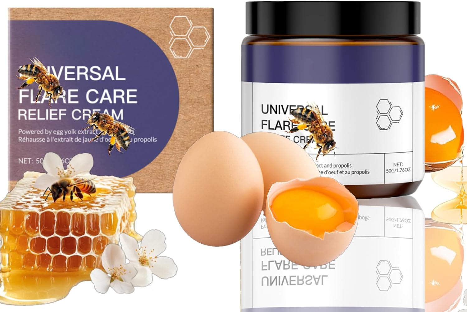 Universal Flare Care Relief Cream, Skin Barrier Salve - Drawing Salve for HS, Boils, Cysts, Hemorrhoids, Abscess, Pilonidal Cyst, Anti-Chafing Soothing Care with Natural Propolis & Egg Yolk Extract