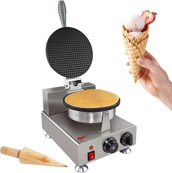 ALDKitchen Waffle Cone Maker | Ice Cream Waffle Machine | Nonstick Iron | 1 pcs | 110 V (1 Big Cone)