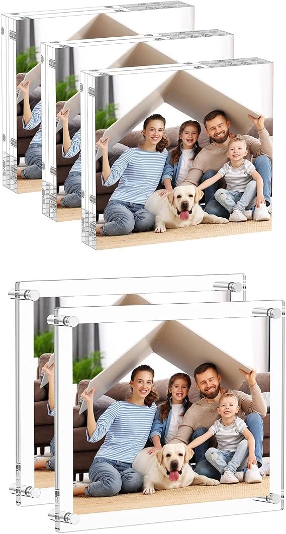 AITEE 4x4 Acrylic Picture Frames 3 Pack and 8x10 Acrylic Picture Frames 2 Pack
