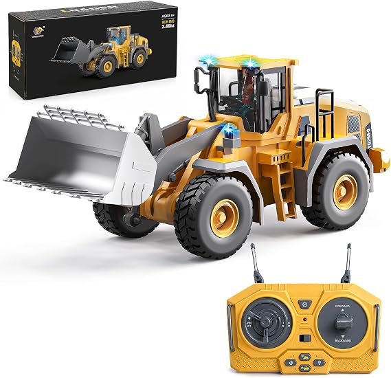 YESHIN Remote Control Wheel Loader, 1:20 Construction Vehicle for Kids, 9 Channel Metal RC Excavator with 2.4GHz Remote Control, Long Playtime, Construction Vehicle Gift for Children Ages 6+