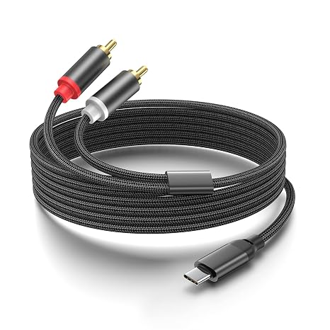 USB C to 2 Male RCA Audio Stereo Cable, 3.3 FT USB Type C to 2-Male RCA Adapter Audio Stereo Cord, Laptop, Tablet DVD, Amplifier, Speaker