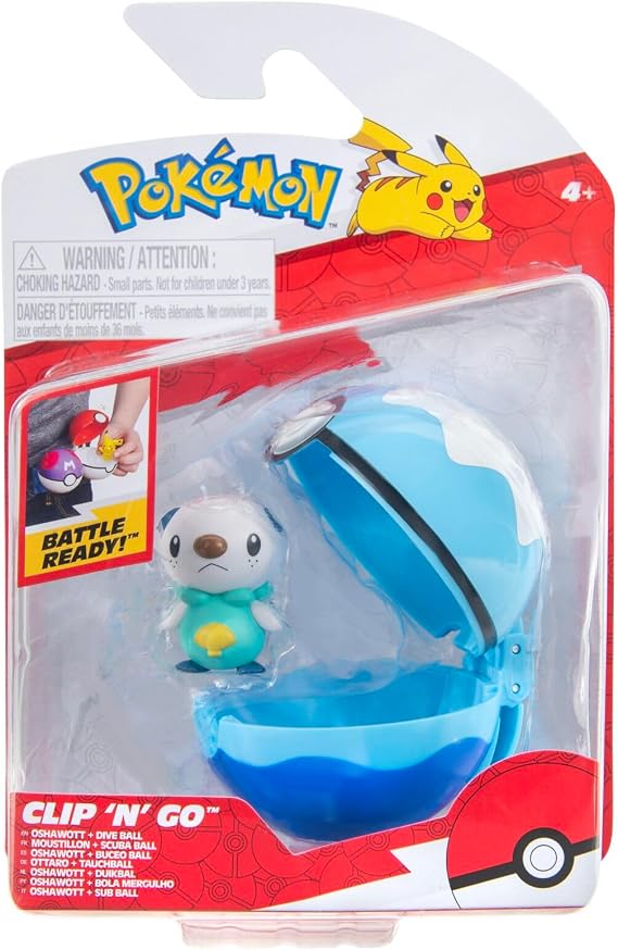 Pokémon Clip 'N' Go Oshawott ve Dalış Topu - 2 İnç Savaş Figürü ve Poké Topu Aksesuarı İçerir