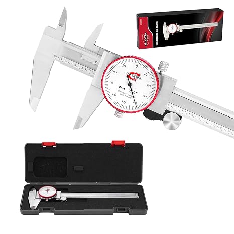 SAE Dial Caliper 0-6" Precision Measuring Tool | 0.001" Accuracy, Mechanical Caliper, Metal Stainless Steel Measuring Dial, 4-Way Measurements