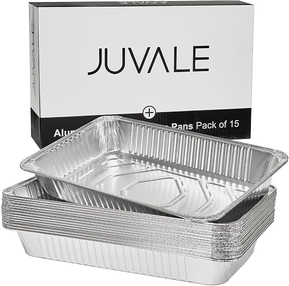 Juvale Aluminum Foil Pans 21x13 (15 Pack) Full Size Disposable Trays for Steam Table, Food, Grills, Baking, BBQ