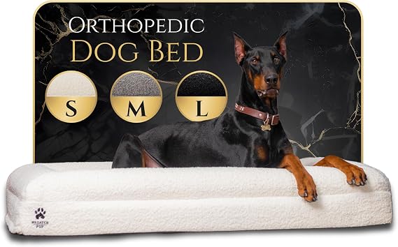 Luxury Orthopedic Dog Bed, Memory Foam Bed for Small Dogs | Washable Dog Bed with Waterproof Liner & Cover, Bone Color, 29 x 23 x 6 Inches, Comfortable Orthopedic Pet Bed for Small Dogs