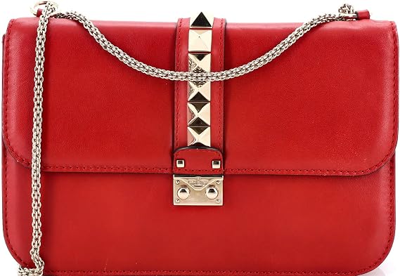 Pre-Loved Glam Lock Shoulder Bag Leather Large, Red
