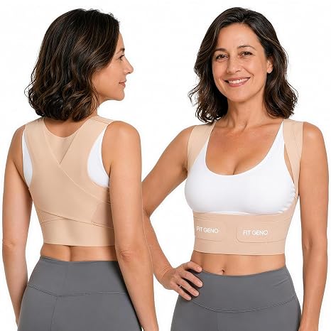Fit Geno Invisilite Posture Corrector for Women Adjustable Upper Back Brace | Slim and Lightweight, It Stays Invisible Under Clothes, So You Can Wear It Comfortably Through Desk Work or Errands