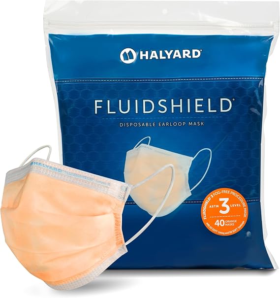 HALYARD FLUIDSHIELD level 3 Disposable Procedure Mask w/SO SOFT Lining/Earloops