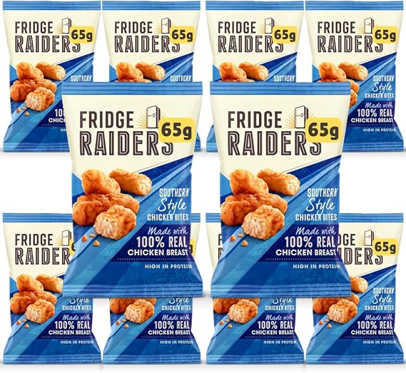 Lunchables Fridge Raider Chicken Bites 10 Packs - High Protein Packed Lunch Snacks, Picnic Food, School Lunchbox (10x65g Southern Style)