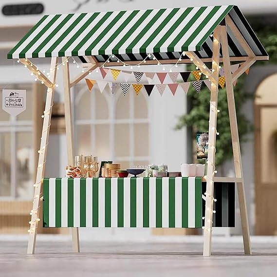 Portable Cart with Canopy, Outdoor Vendor Cart, Farmers Market Stalls/Booth, Foldable Vendor's Stall With wheels for Festivals & Beaches,Outdoor Events, Street Food, Markets(Green,150cm/59in)