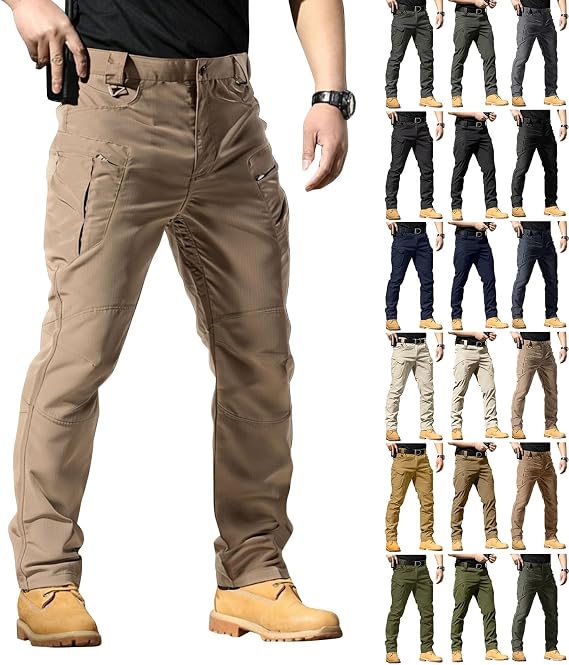 Tactical Pants for Men Ripstop Water Proof Hiking Cargo Pants Breathable Camping Fishing Construction Work Trousers