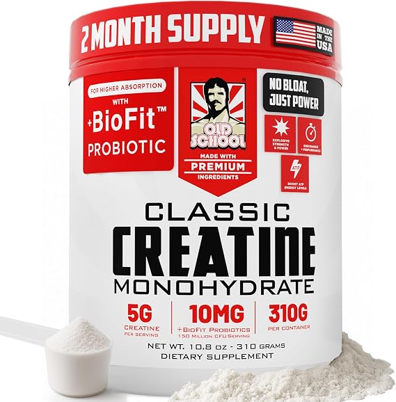 Old School Labs 5g Creatine Monohydrate Powder with BioFitTM Probiotics