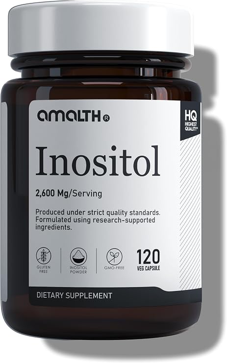 AMALTH Inositol Capsules 2600 mg | Myo Inositol Supplement Capsules | Vitamin B8 Powder Formula | Hormone Balance & Healthy Ovarian Function Support | Non-GMO, Gluten-Free | 120 Veg Capsules