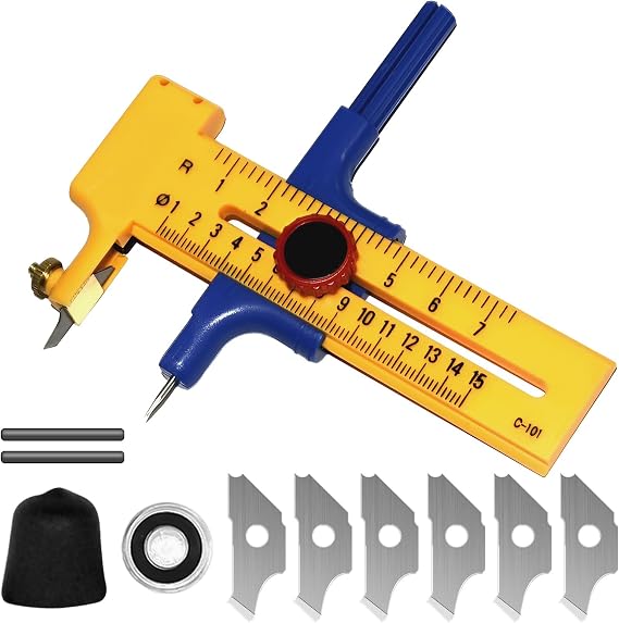 Nizirioo Adjustable precision circle cutter: compass circle cutter, paper cutter, measuring 10 mm - 150 mm for cutting leather paper card