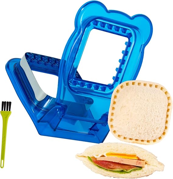 Uncrustable Sandwich Maker Sealer Cutter, Square Shape, Translucent Blue