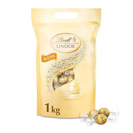 Lindt LINDOR Chocolate Balls White approximately 80 with Soft Melting Filling Bulk Pack Chocolate Gift Chocolate Gift 1 kg
