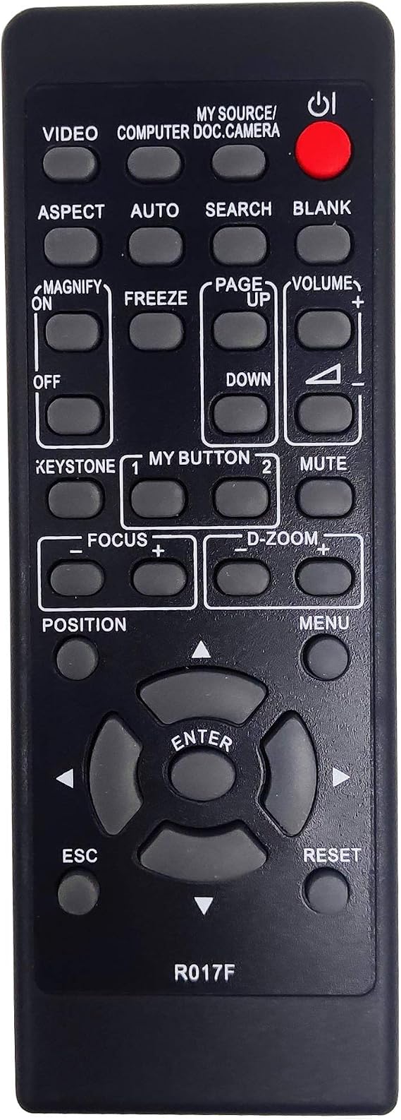 R017F Projector Remote Control Replacement | [INTECHING Make] For use with Hitachi BZ-1, CP-A221N, CP-A222WN, CP-A301N, CP-A302WN, CP-A352WN, CP-AW2519N, CP-AW251N