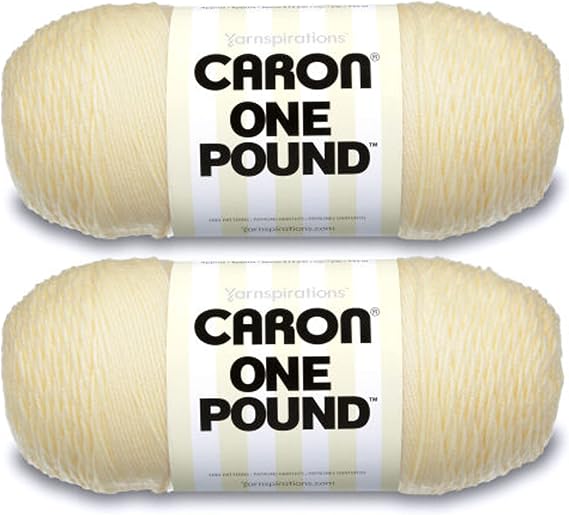 Caron One Pound Soft Yarn for Crocheting & Knitting, Cream, 2-Pack