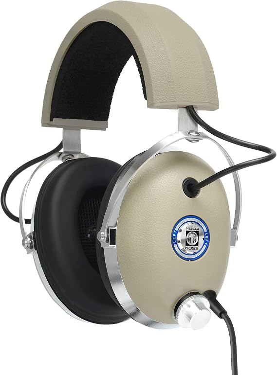 Koss Pro4AA Retro Style Over-Ear Studio Headphones, Rhythm Beige, Wired