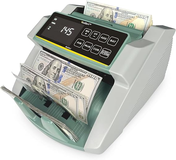 KOLIBRI Money Counter Machine I UV/MG I Set Value Count I LCD Display I Business Grade I Dollar, Euro I Advanced UV/MG/IR/DD/HLF Detection I 1,500 Notes/Min I I KOLIBRI UV/MG