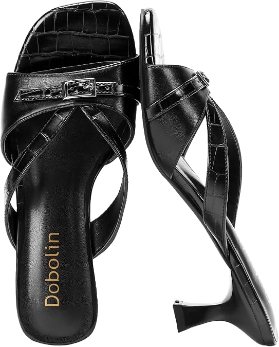 DOBOLIN Kitten Heel Sandals for Women 2.2-Inch Heel Dress Shoes