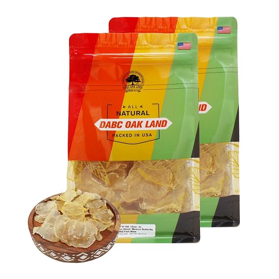 DOL Fish Glue,Rich in Collagen Dried Seafood Fish Maw Roll Natural Sun Dried (Small 1lb/bag)