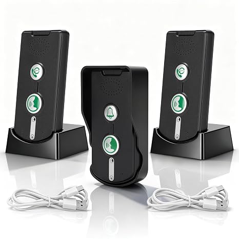 3PCS Intercom Systems for Home, Wireless Intercom Doorbells 500m, Waterproof Home Communication System, Doorbell Intercom System for Home, Office, Hospital