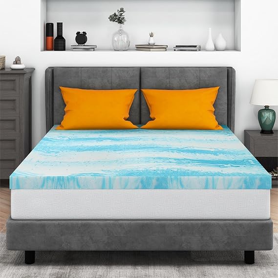Mattress Topper Twin, 3 Inch Gel Memory Foam Bed Topper for Twin Size Bed, CertiPUR-US Certified, Blue | Topper for Twin Size Bed, Comfy Breathable for Sleeper, CertiPUR-US Certified