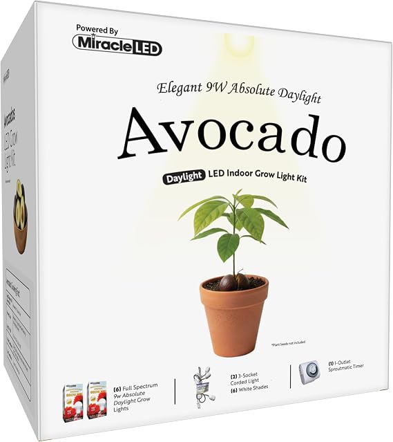 Miracle LED Elegant Avocado Starter Grow Light Kit 3-Socket Full Spectrum (2- Pack)