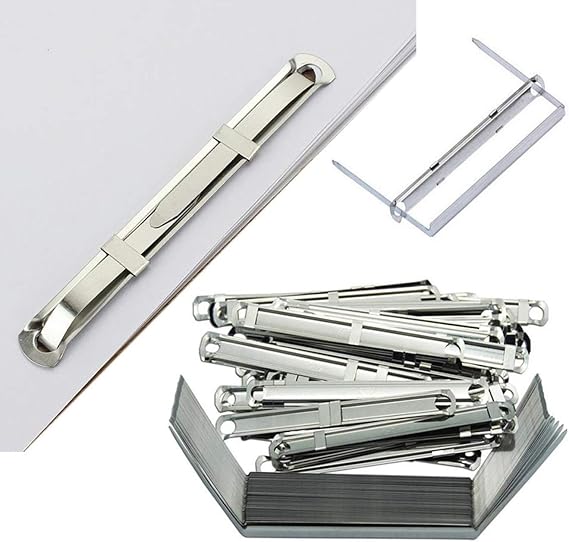 UOOOM 50 Sets/Box Office Metal Prong Fasteners Filing Clips for Paper Files, 2 Inch Capacity, 3.15 Inch Base Standard 2-Hole Punch, Silver (50 Sets)