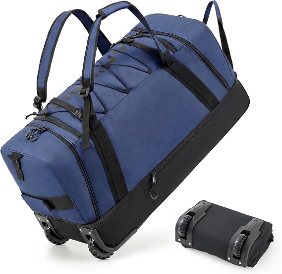 Fanwoli 100L Rolling Duffle Bag with Wheels, Foldable Travel Duffel