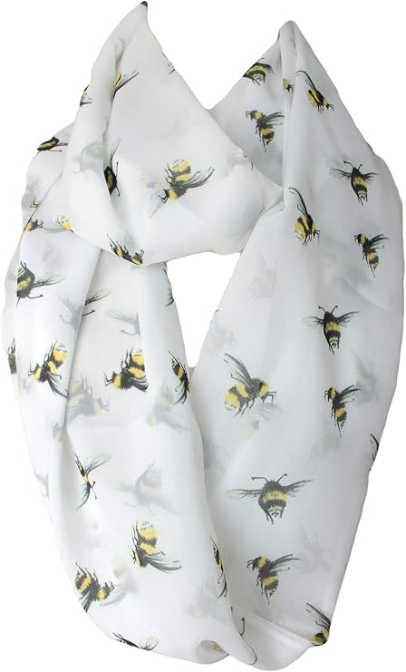 Etwoa Bees Pattern Infinity Circle Scarf
