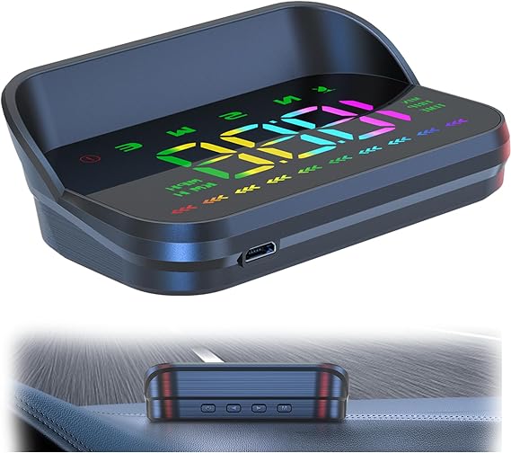 Car Head Up Display HUD Digital Speedometer GPS with Compass Speeding Warning Multi-functional MPH & KM/H USB interface Plug & Play for All Vehicles Universal