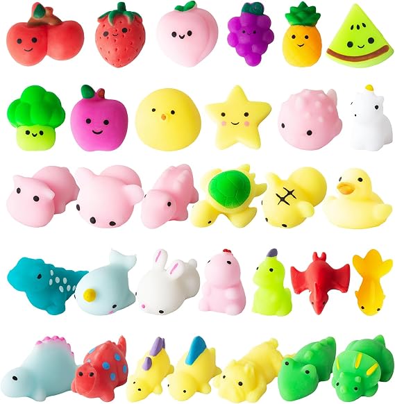 JUAUO 32 Pcs Kawaii Squishies, Mochi Squishy Toys Set