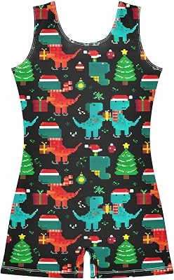 Toddler Christmas Dinosaur Dino Trees Pixel Gymnastics Leotards for Girls 2-3T A2307900
