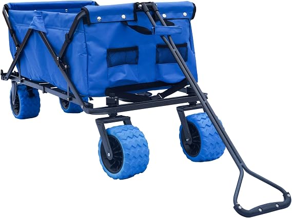 Impact Canopy Folding Collapsible Utility Wagon with All-Terrain Wheels, Royal Blue