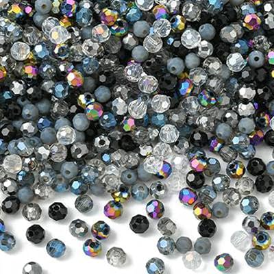 Mixed Styles Glass Beads for Bracelets Jewelry Making White Crystal Faceted Roundelle Seed Bulk Beads Necklaces Earrings Crafts Accessories 4x4mm 500Pcs