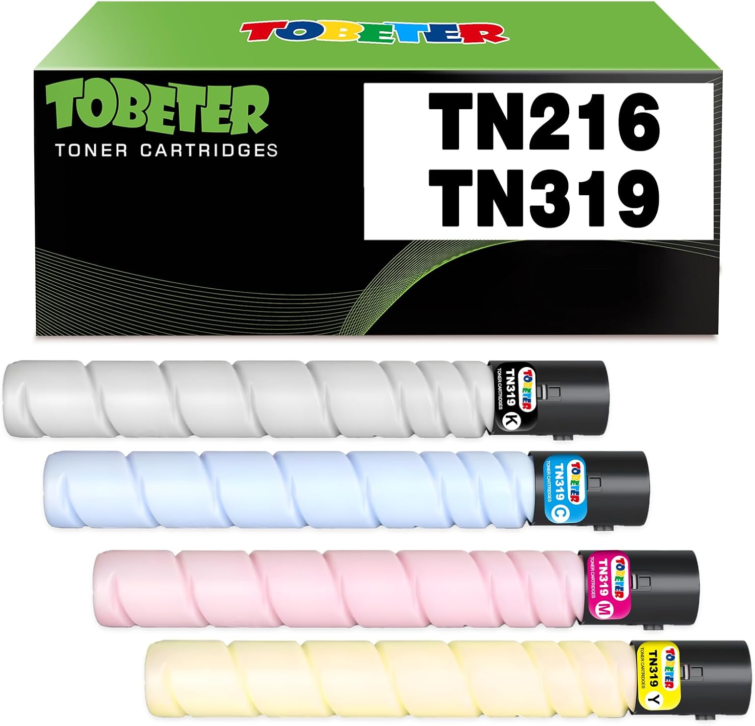 ToBeter Remanufactured TN216 TN319 TN-216 TN-319 Toner 29,000 Pages Use with Konica Minolta Bizhub C220 C280 C360 Printer for A11G131 A11G431 A11G331 A11G231, 4 Pack