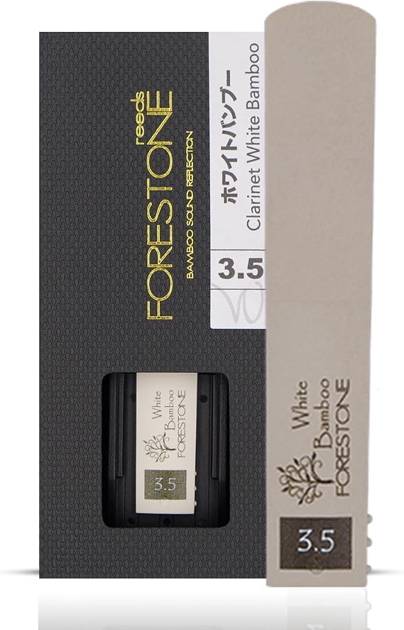 Forestone Traditional Synthetic Clarinet Reed - French Filed Cut with Calcium Enriched Bamboo Fibers - Flexible and Balanced Sound Profile - Long-Lasting - Made in Japan - White 3.5