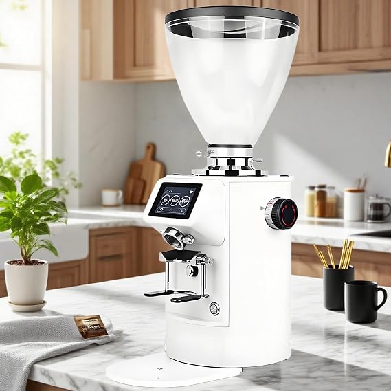 600 w Electric Coffee Bean Grinder - 90-Step Fine-Tuning,3.5" Touchscreen,Single/Double/Triple Cup Grinding White