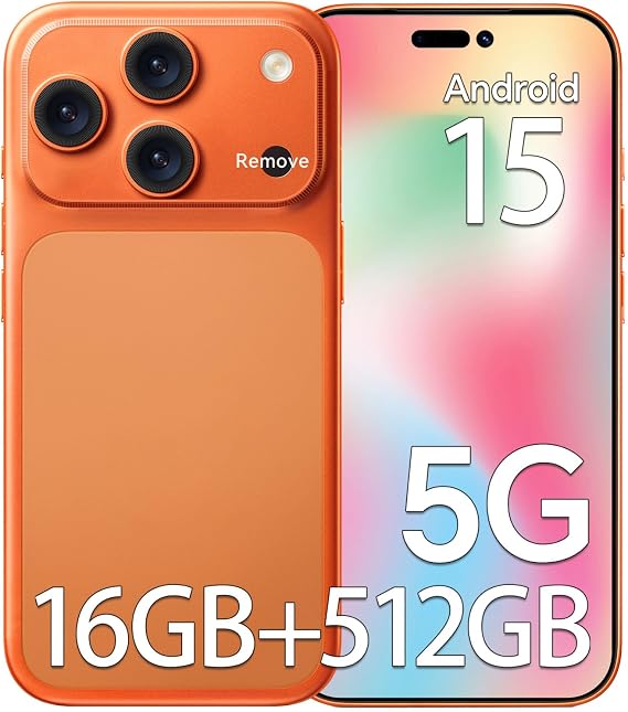 Unlocked Phones RA17 Ultra, 5G Android 15 Cell Phones, Snapdragon 888 Smartphones, 5000mAh Battery, 16GB RAM + 512GB Storage, 32MP + 104MP Camera, 6.9" 3040 x 1440 Display, Dual SIM, GPS, WiFi