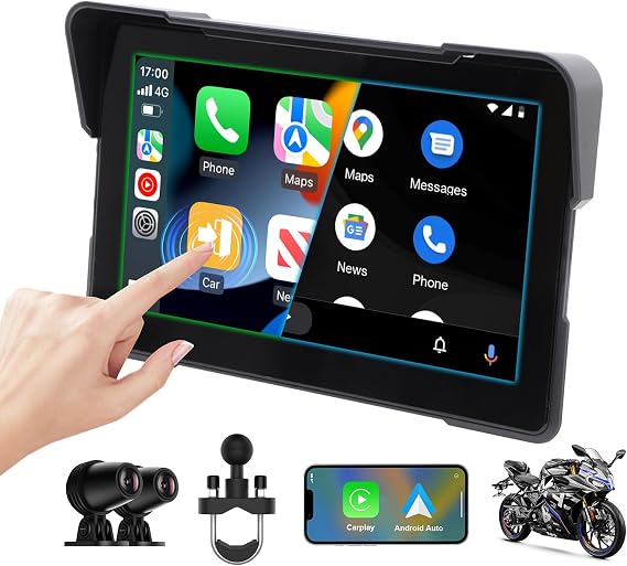 7" Wireless Motorcycle Carplay and Android Auto